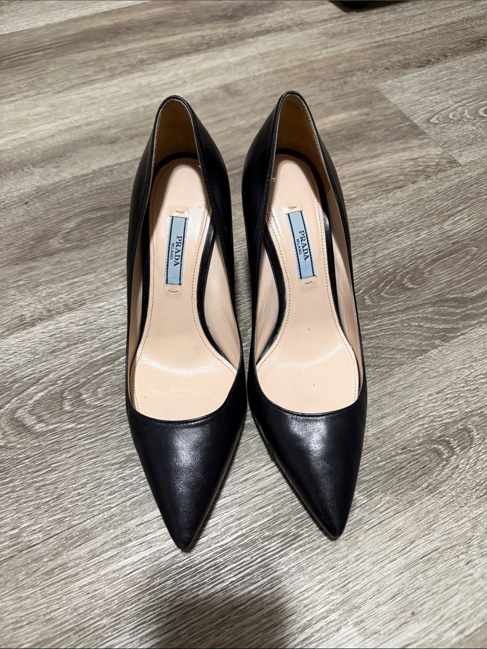 Prada Black Pointed-Toe Leather Pumps